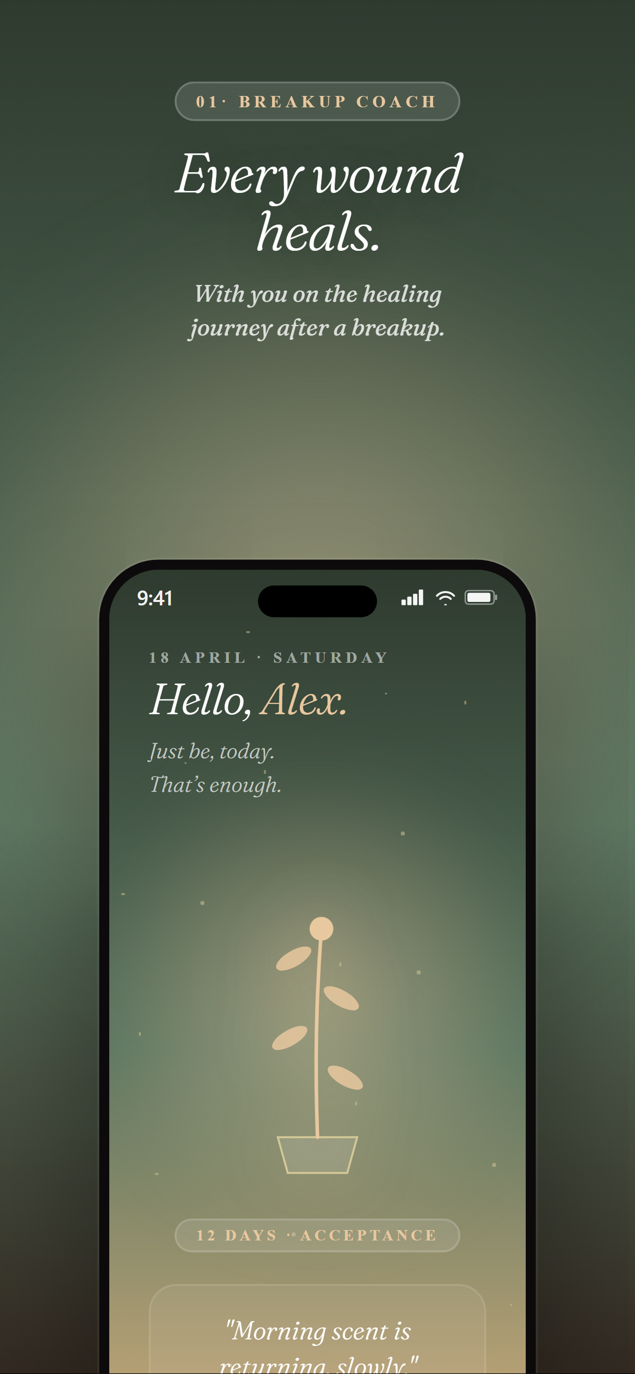 Breakup Coach AI home screen